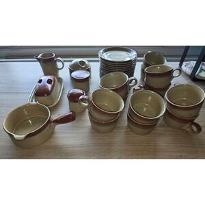 Mikasa Potters Art Country Cabin 34-Piece Stoneware Dishware Set Vintage cozy